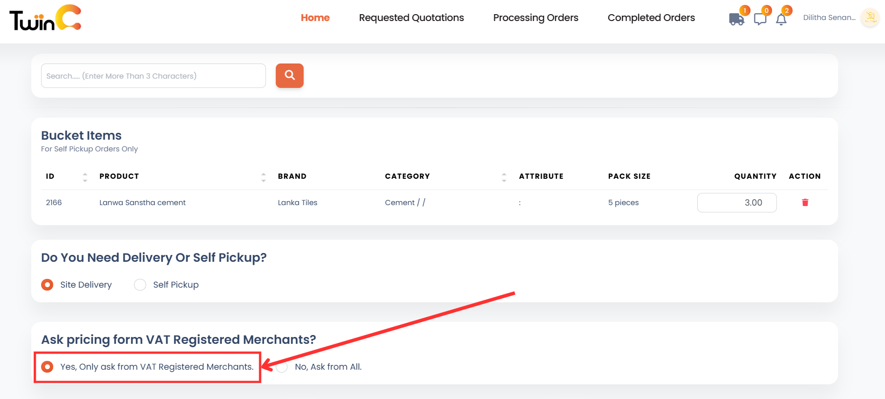 web customer sending inquiries