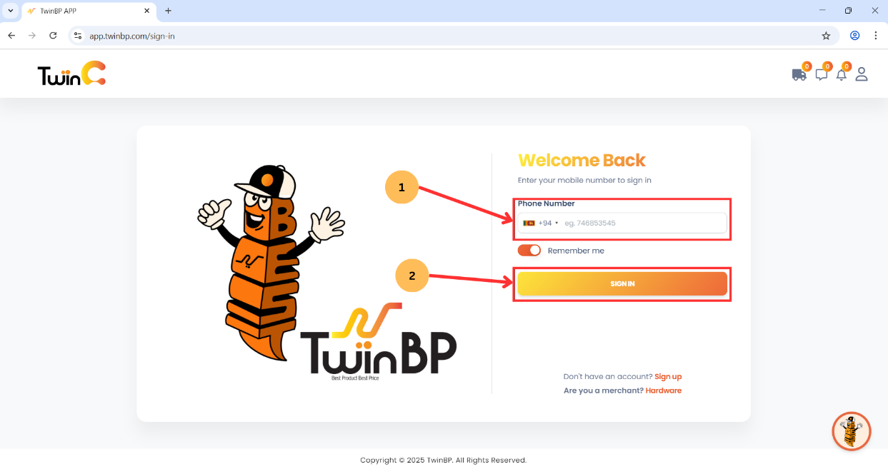 web customer sign-in